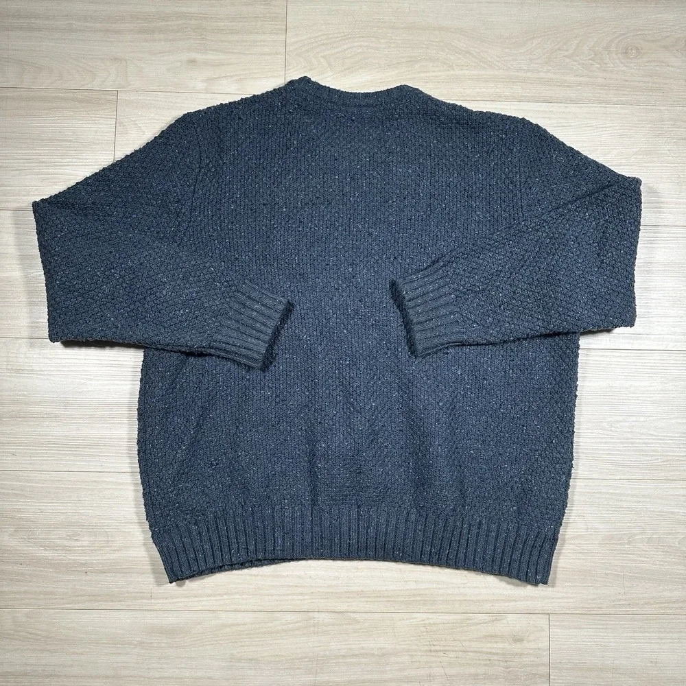 Eddie Bauer Navy Blue Cable Knit Crewneck Pullover Sweater Cotton Heavy Men's XL